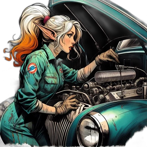 car, comic book art, cartoon, concept art transparent PNG cut-out