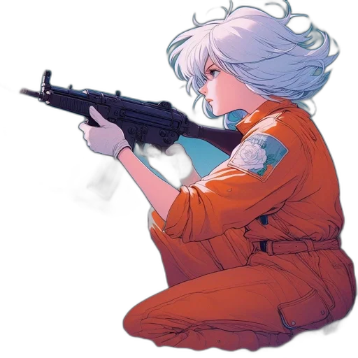 weapon, jacket, staff, robot transparent PNG cut-out
