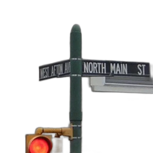 3d render, city street, street, sign transparent PNG cut-out