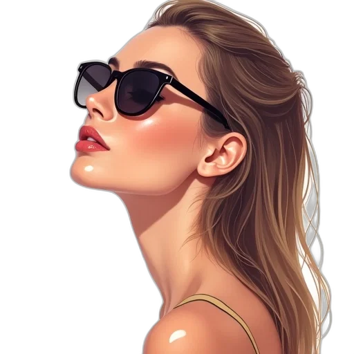 face, jewelry, hair, photorealistic transparent PNG cut-out