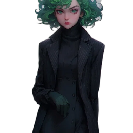 jacket, dress, staff, creature transparent PNG cut-out