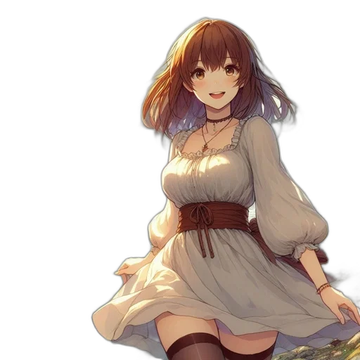 dress, flower, staff, creature transparent PNG cut-out