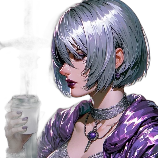 face, dress, cyberpunk, concept art transparent PNG cut-out
