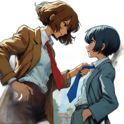 jacket, anime, concept art, watercolor transparent PNG cut-out