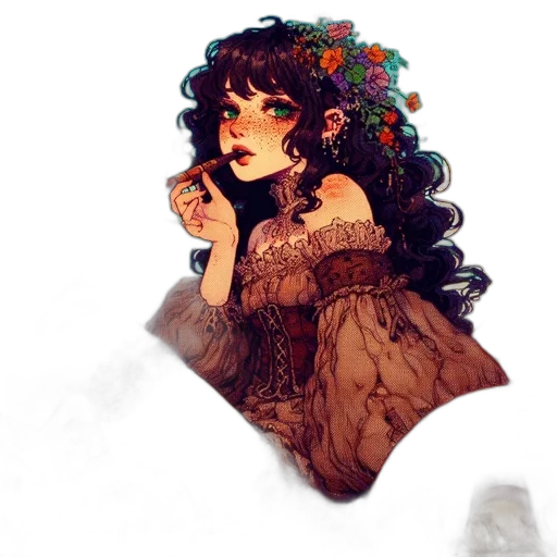 dress, flower, crown, face transparent PNG cut-out