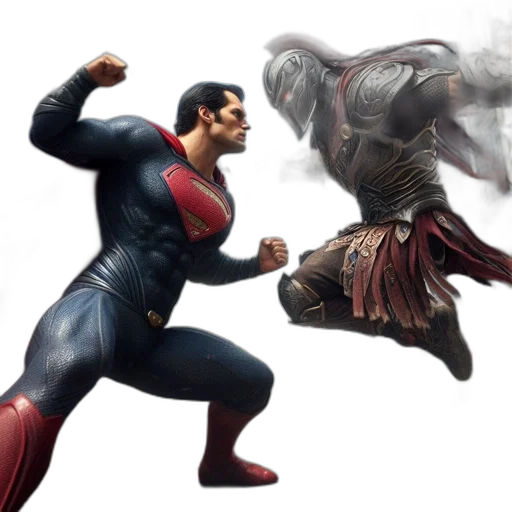 concept art, comic book art, superman, armored transparent PNG cut-out