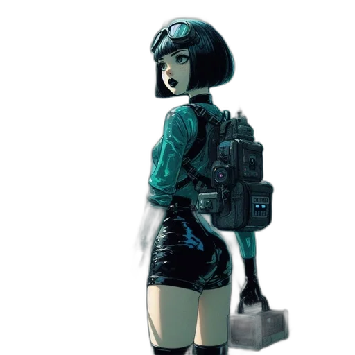 robot, dress, weapon, staff transparent PNG cut-out