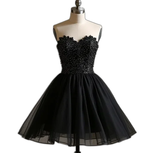 dress, monochrome, dark, sweetheart transparent PNG cut-out