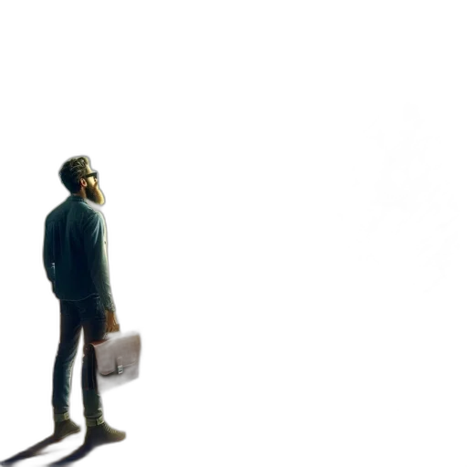 jacket, robot, shoes, staff transparent PNG cut-out