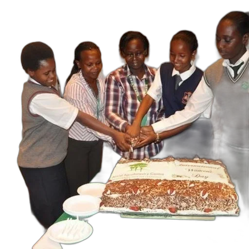 staff, group, girls, cutting transparent PNG cut-out