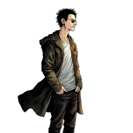 jacket, staff, comic book art, concept art transparent PNG cut-out