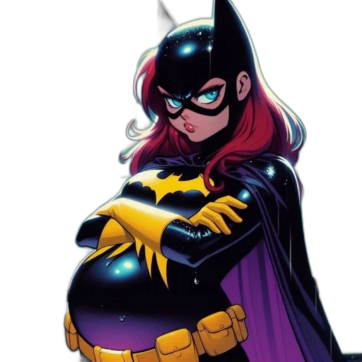 comic book art, concept art, batgirl, vibrant transparent PNG cut-out