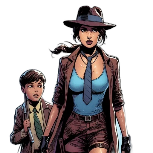 comic book art, concept art, earth tones, woman transparent PNG cut-out