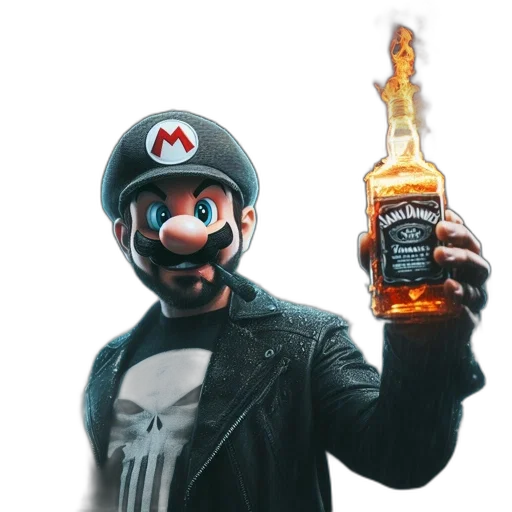 bottle, jacket, weapon, hat transparent PNG cut-out