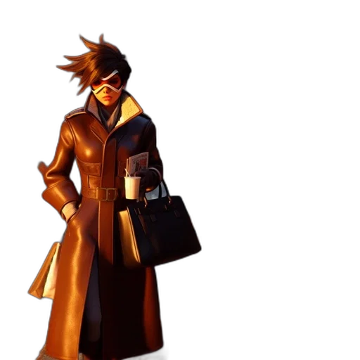 jacket, staff, concept art, 3d render transparent PNG cut-out