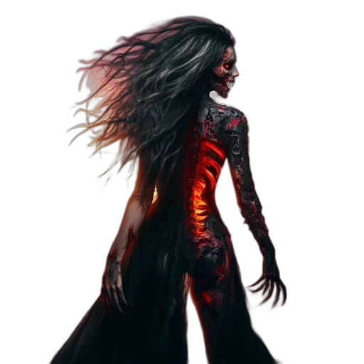 dress, hair, creature, concept art transparent PNG cut-out