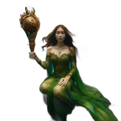 staff, dress, dragon, crown transparent PNG cut-out