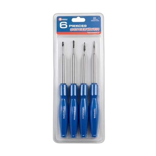 set, six, screwdrivers, blue transparent PNG cut-out