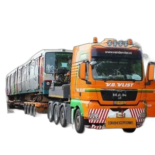 3d render, photorealistic, orange, truck transparent PNG cut-out