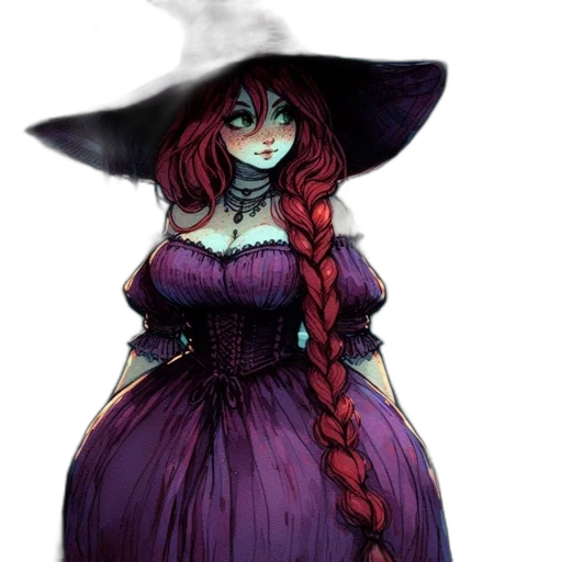 dress, hat, staff, fantasy art transparent PNG cut-out