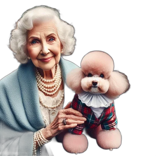 photorealistic, elderly, lady, smiles transparent PNG cut-out