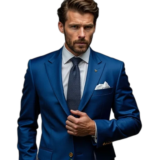 jacket, staff, photorealistic, blue transparent PNG cut-out
