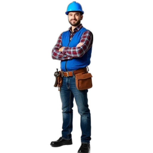 staff, jacket, hat, robot transparent PNG cut-out