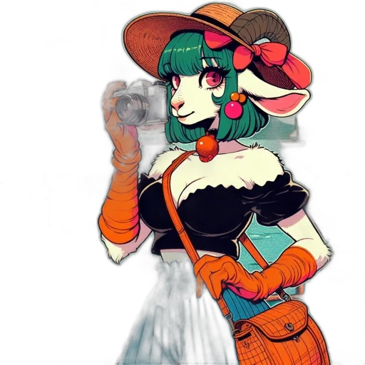 dress, hat, staff, flower transparent PNG cut-out