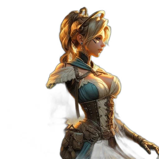 dress, staff, concept art, fantasy art transparent PNG cut-out