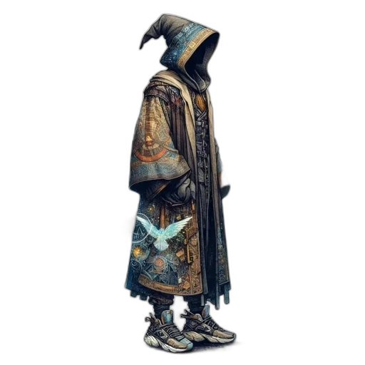 jacket, staff, sword, mask transparent PNG cut-out