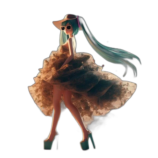 dress, hair, creature, robot transparent PNG cut-out