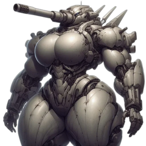 robot, weapon, concept art, cyberpunk transparent PNG cut-out