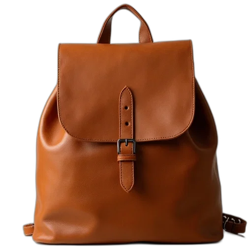 earth tones, tan, leather, backpack transparent PNG cut-out