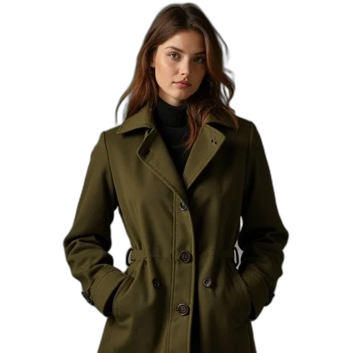jacket, dress, earth tones, green transparent PNG cut-out