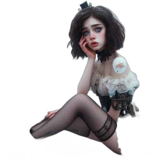 dress, robot, creature, staff transparent PNG cut-out
