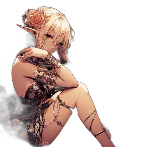dress, dragon, flower, weapon transparent PNG cut-out