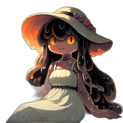 hat, dress, staff, flower transparent PNG cut-out