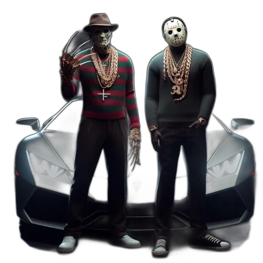 mask, jacket, car, concept art transparent PNG cut-out