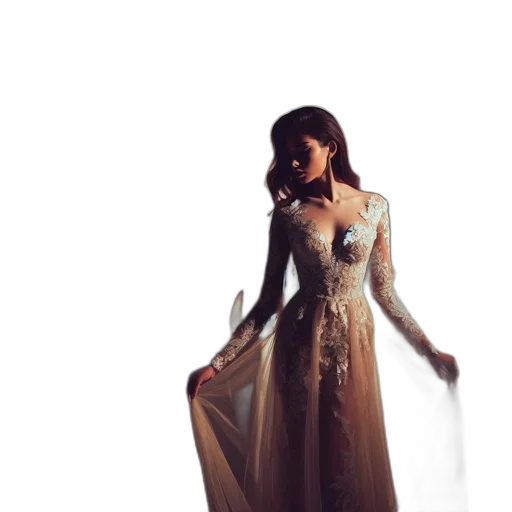 dress, jewelry, concept art, 3d render transparent PNG cut-out
