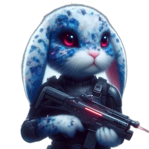 weapon, concept art, 3d render, bunny transparent PNG cut-out