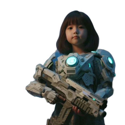 robot, weapon, staff, face transparent PNG cut-out