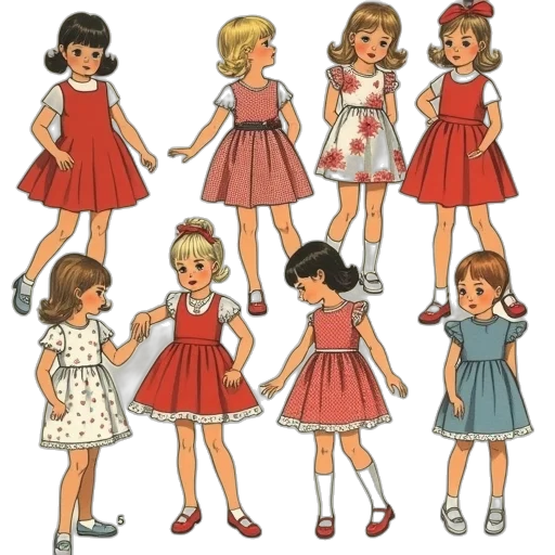 dress, cartoon, concept art, red transparent PNG cut-out