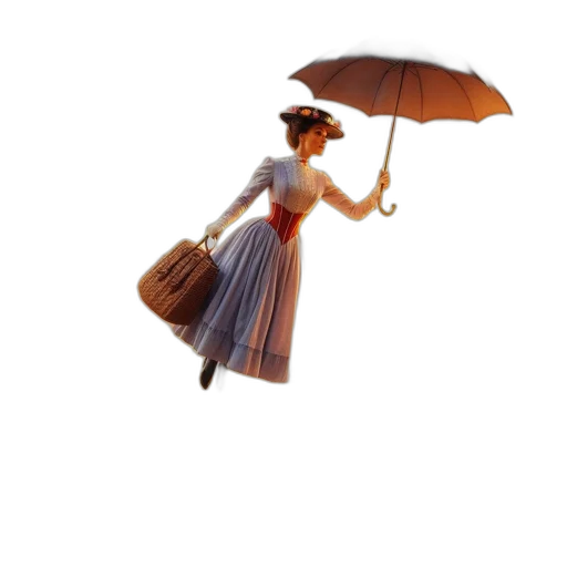 umbrella, dress, staff, hat transparent PNG cut-out