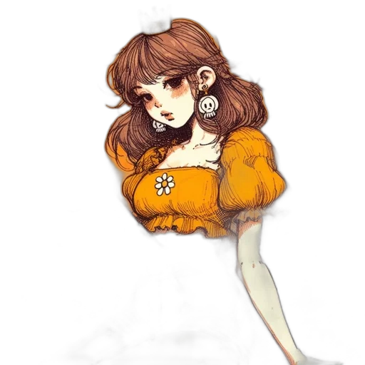 dress, jacket, flower, face transparent PNG cut-out