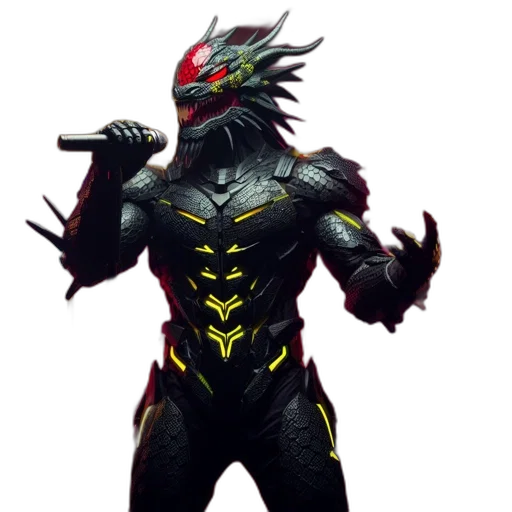 creature, mask, dragon, staff transparent PNG cut-out
