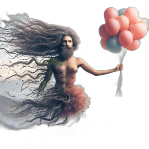 hair, creature, dress, fantasy art transparent PNG cut-out