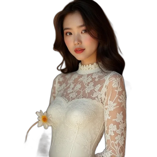 dress, jewelry, photorealistic, oil painting transparent PNG cut-out