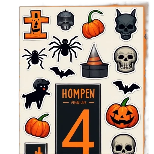 pixel art, collection, halloween-themed, stickers transparent PNG cut-out
