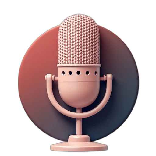 3d render, microphone, icon, cord transparent PNG cut-out