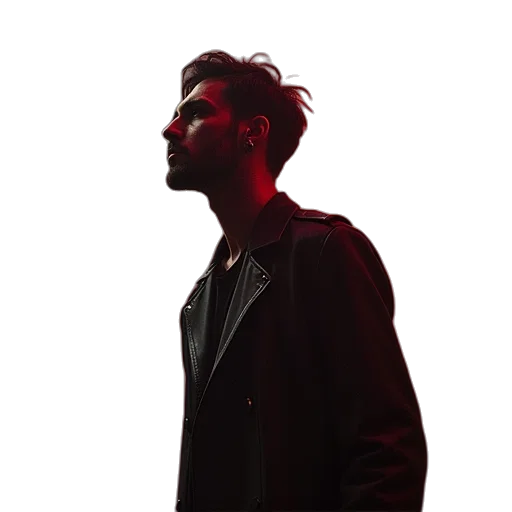 jacket, face, 3d render, cyberpunk transparent PNG cut-out